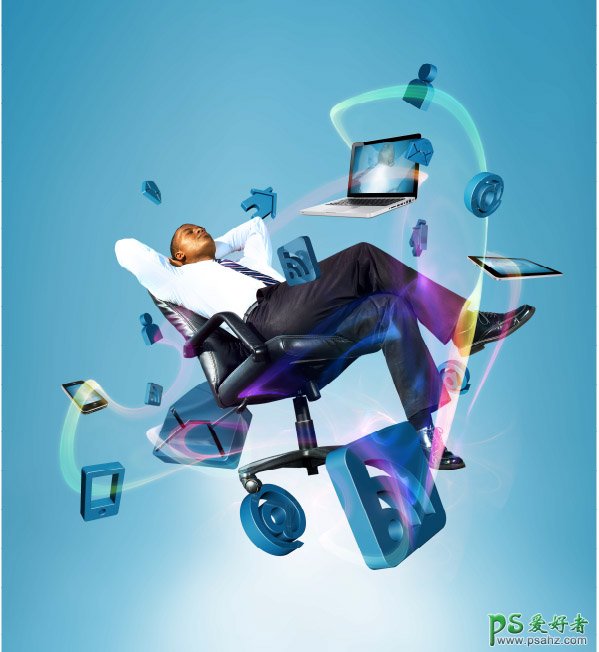 科技藍風格互聯(lián)網電子辦公產品廣告,網絡輕松辦公海報圖片。